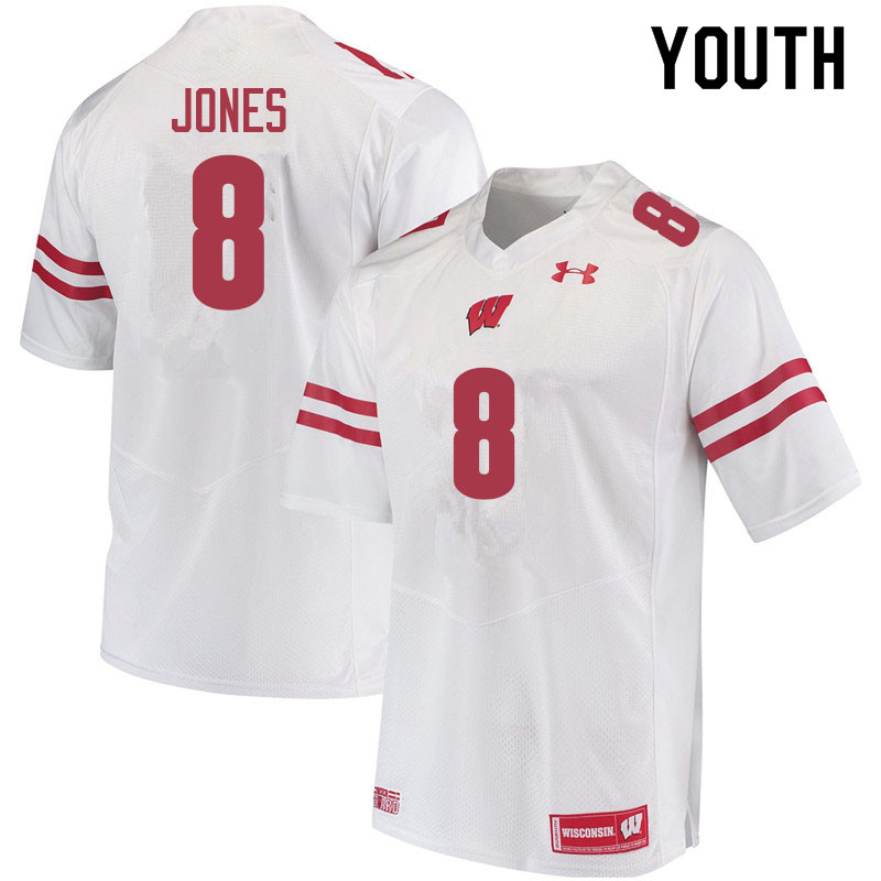 Youth #8 Avyonne Jones Wisconsin Badgers College Football Jerseys Sale-White